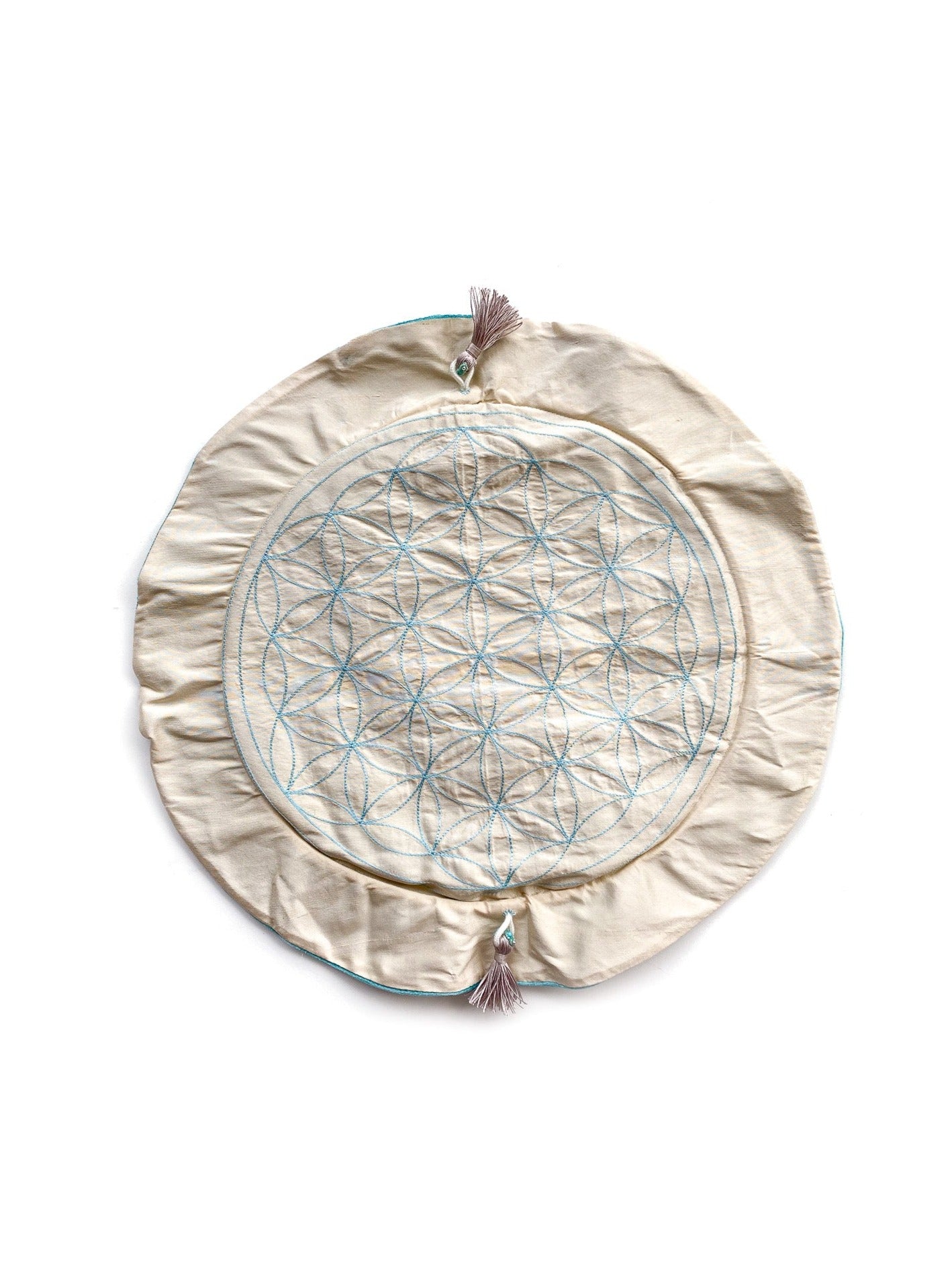 Flower Of Life Crystal Bag & Sacred Geometry Grid - Turquoise Tassel Edition