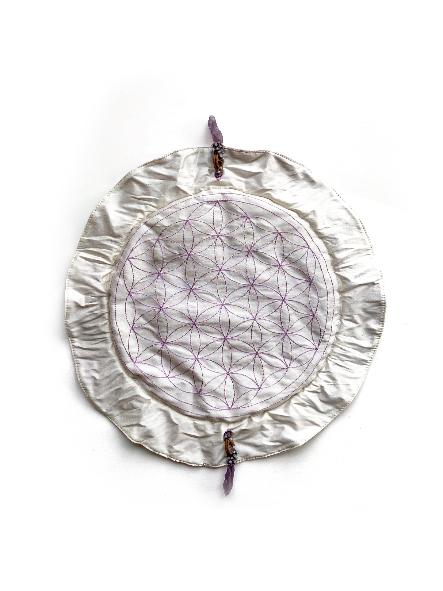 Flower Of Life Crystal Bag & Sacred Geometry Grid - Auralite Point Edition